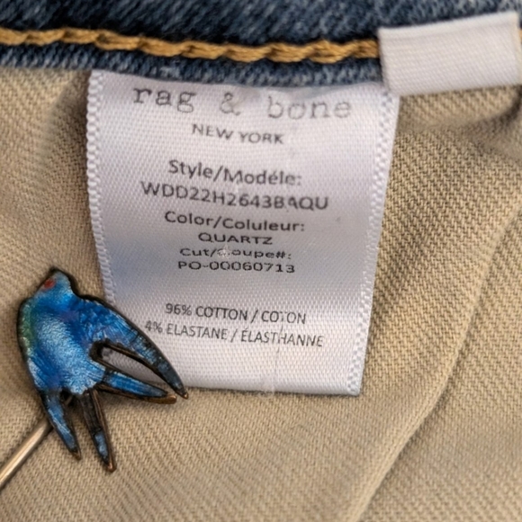 Rag & Bone Dre Low-Rise Slim Boyfriend Jeans, Size 31, "Quartz" Wash - Picture 7 of 11